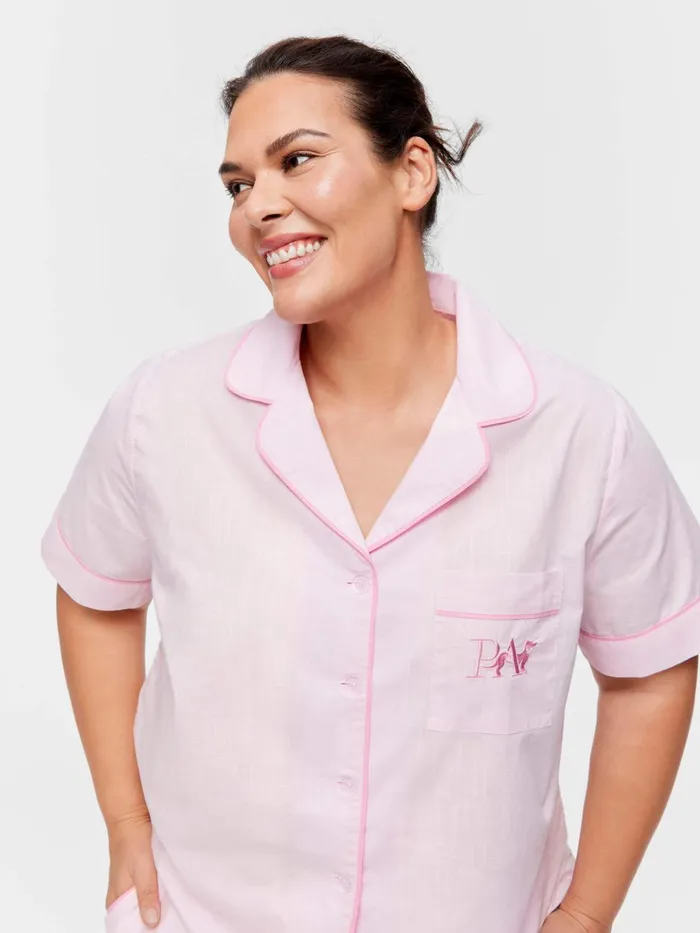 Women PA Plus Pink Classic Short Sleeve Shirt Pink Peter Alexander Tops