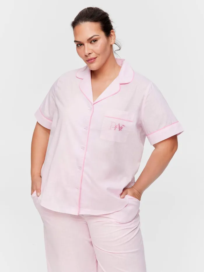 Women PA Plus Pink Classic Short Sleeve Shirt Pink Peter Alexander Tops