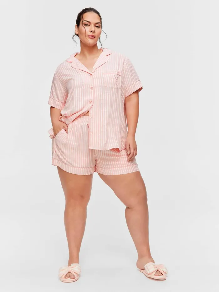 Women PA Plus Pink Viscose Dobby Mid Short Multi Peter Alexander Shorts