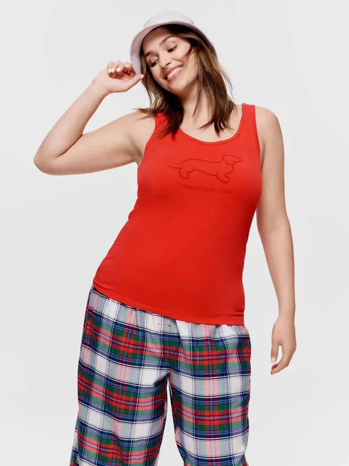 Women PA Plus Red Penny Tank Red Peter Alexander Classic Tops