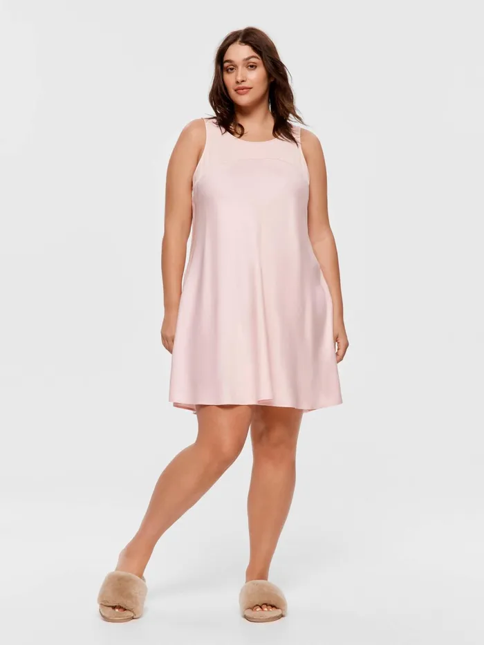 Women PA Plus Rib Trim Satin Nightie Pink Peter Alexander Nighties
