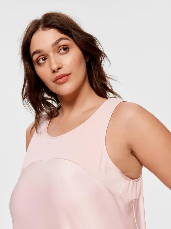 Women PA Plus Rib Trim Satin Nightie Pink Peter Alexander Nighties