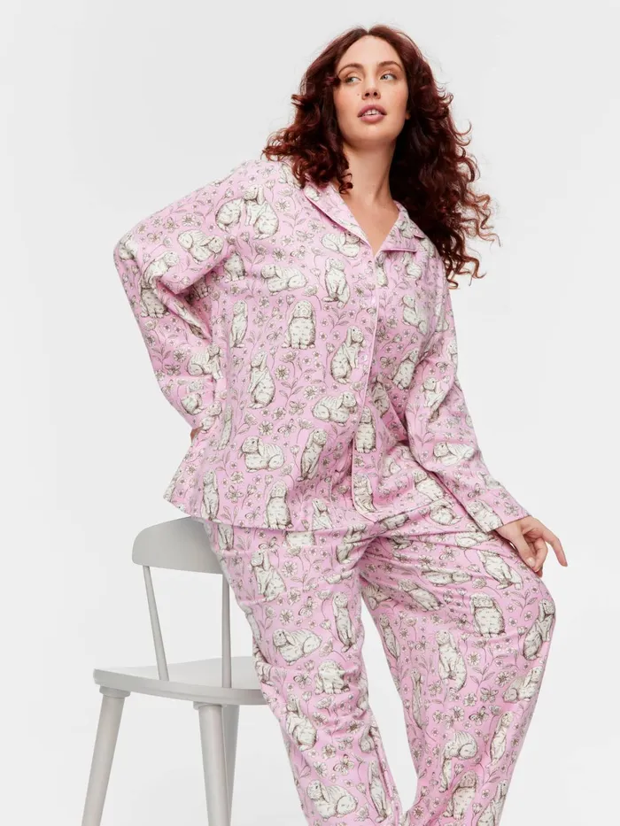Women PA Plus Toile Bunny Bamboo Flannelette Long Classic Pj Set Multi Peter Alexander Online Only Styles