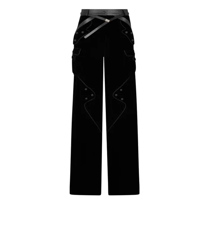 Women Pants and Shorts Tom Ford Velvet Cargo Pants Black