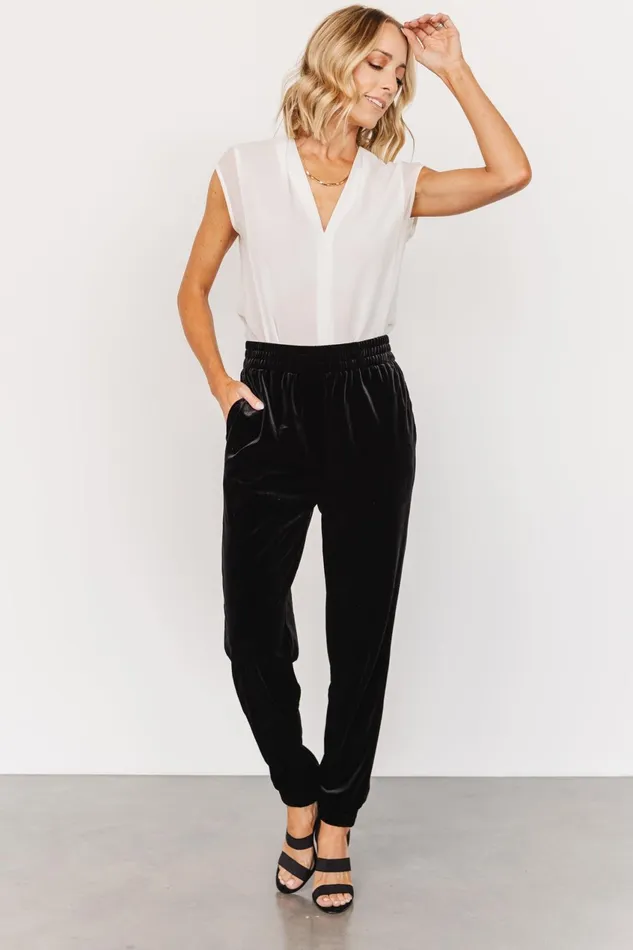 Women Pants Baltic Born Archie Velvet Jogger Pants Black