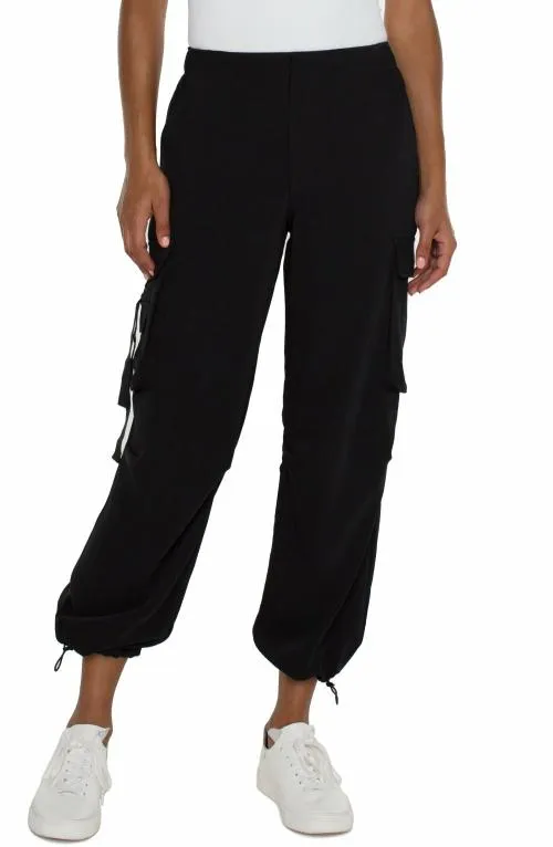Women Pants Liverpool Los Angeles Pullon Parachute Cargo Pants Black