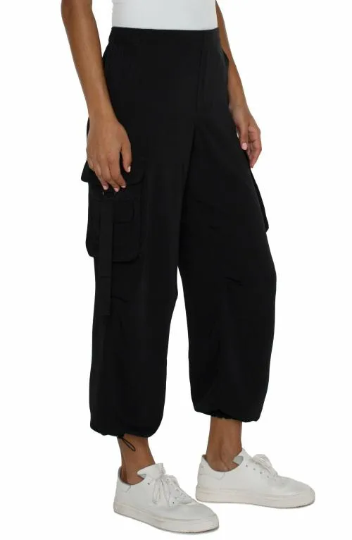 Women Pants Liverpool Los Angeles Pullon Parachute Cargo Pants Black