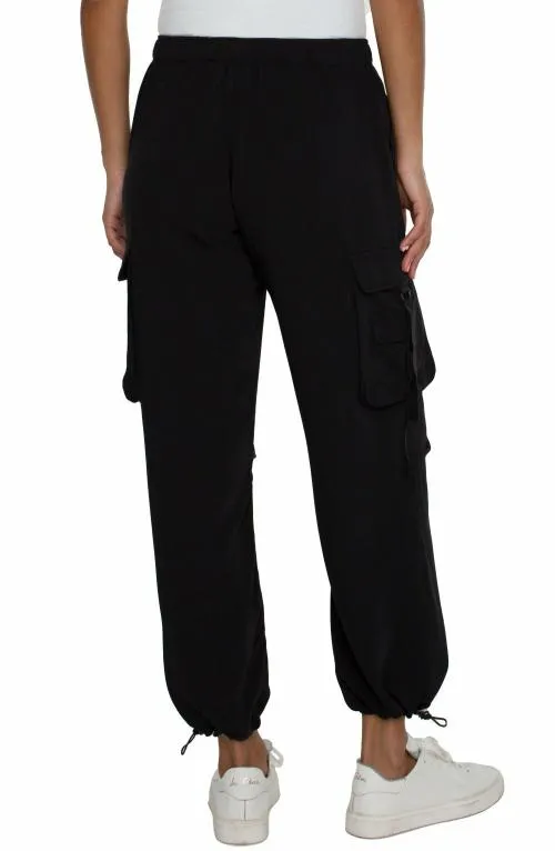 Women Pants Liverpool Los Angeles Pullon Parachute Cargo Pants Black