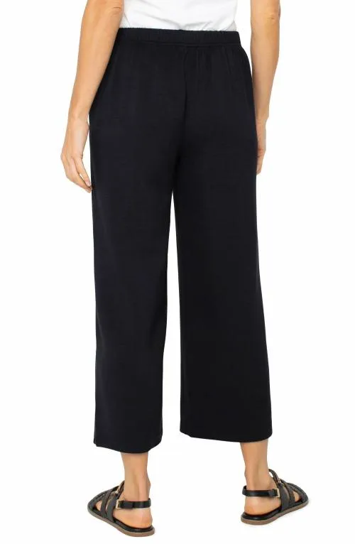 Women Pants Liverpool Los Angeles Pullon Wide Leg Crop Black
