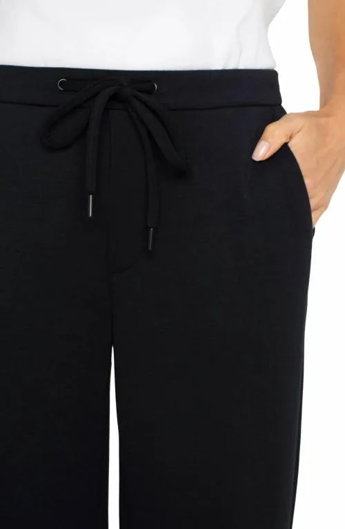 Women Pants Liverpool Los Angeles Pullon Wide Leg Crop Black