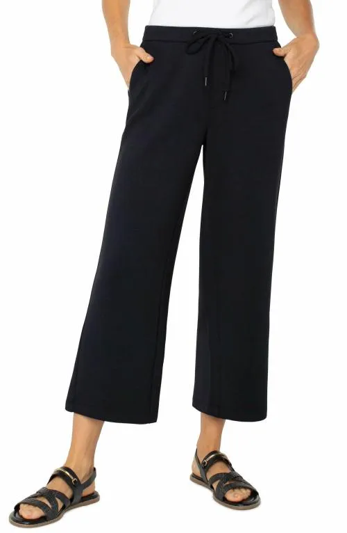 Women Pants Liverpool Los Angeles Pullon Wide Leg Crop Black