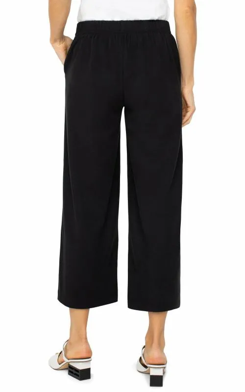 Women Pants Liverpool Los Angeles Pullon Wide Leg Crop Trouser Black