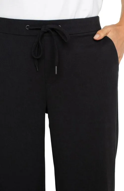 Women Pants Liverpool Los Angeles Pullon Wide Leg Crop Trouser Black
