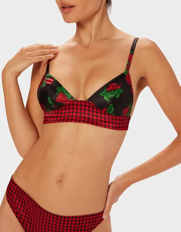 Women PARADE LONGLINE BRALETTE PINK MULTI Betsey Johnson