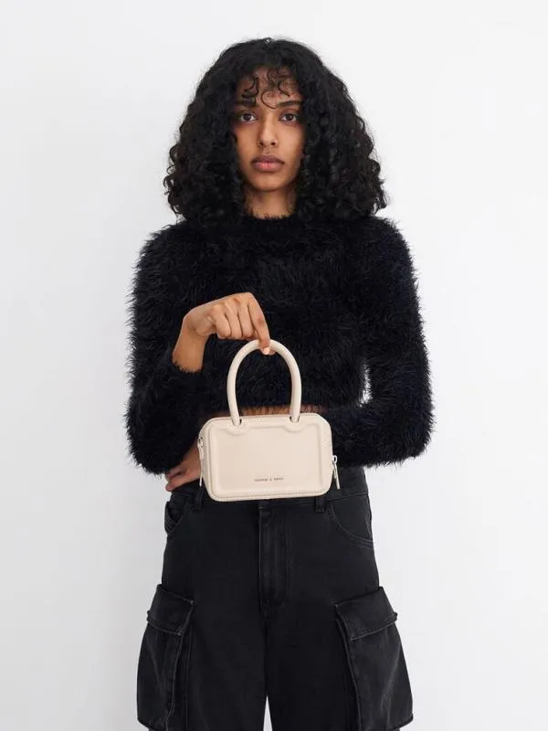 Women Perline Elongated Top Handle Bag 8211 Oat CHARLES and KEITH Top Handle Bags