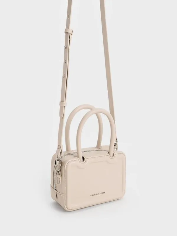 Women Perline Elongated Top Handle Bag 8211 Oat CHARLES and KEITH Top Handle Bags