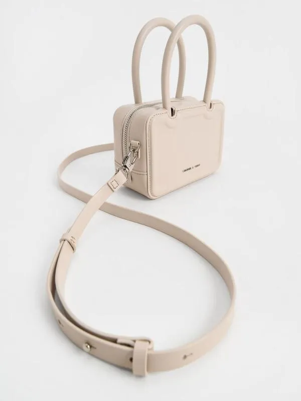 Women Perline Elongated Top Handle Bag 8211 Oat CHARLES and KEITH Top Handle Bags