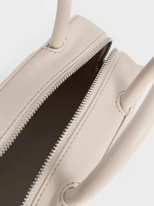 Women Perline Elongated Top Handle Bag 8211 Oat CHARLES and KEITH Top Handle Bags