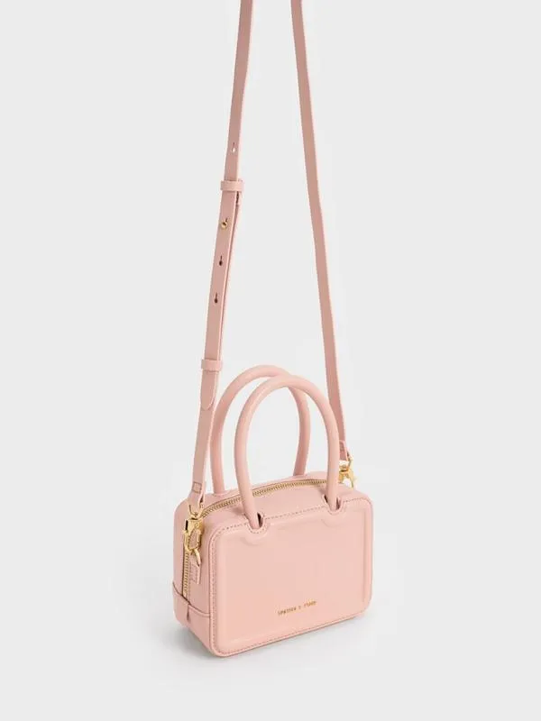 Women Perline Elongated Top Handle Bag 8211 Pink CHARLES and KEITH Top Handle Bags