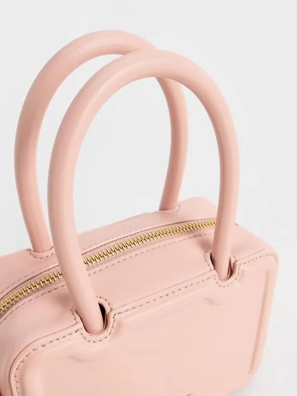 Women Perline Elongated Top Handle Bag 8211 Pink CHARLES and KEITH Top Handle Bags