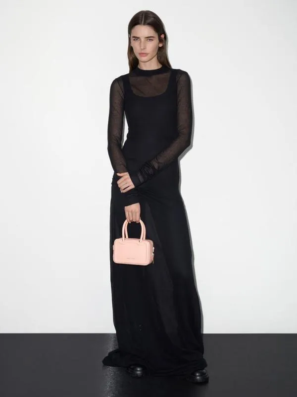 Women Perline Elongated Top Handle Bag 8211 Pink CHARLES and KEITH Top Handle Bags