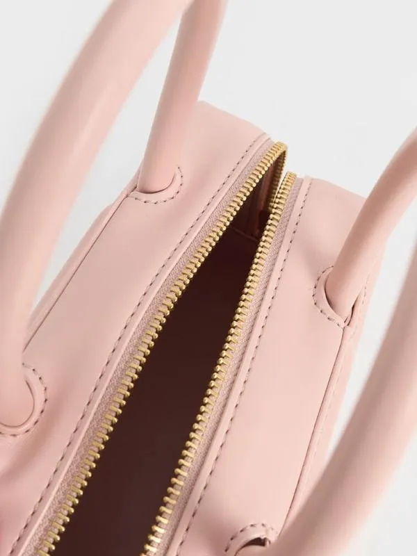 Women Perline Elongated Top Handle Bag 8211 Pink CHARLES and KEITH Top Handle Bags