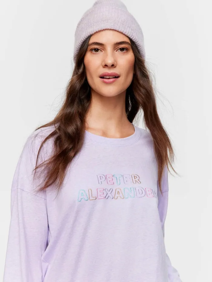 Women Peter Alexander Lilac Logo Long Sleeve Top Lilac Peter Alexander Tops