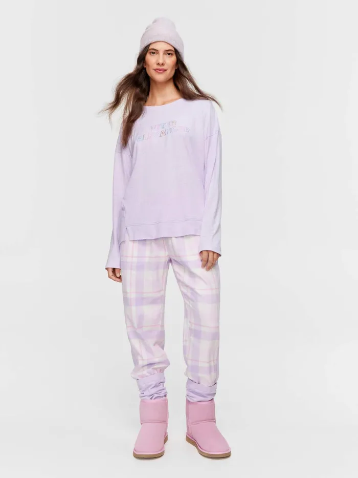 Women Peter Alexander Lilac Logo Long Sleeve Top Lilac Peter Alexander Tops