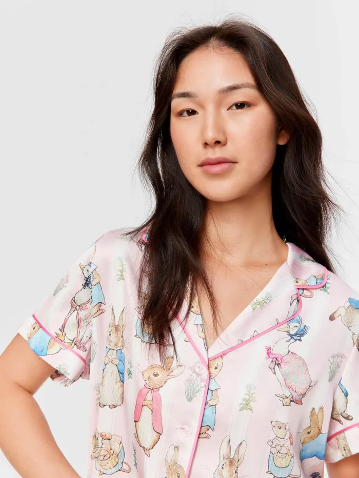 Women Peter Rabbit Satin Shortie Pj Set Multi Peter Alexander Sets and Onesies