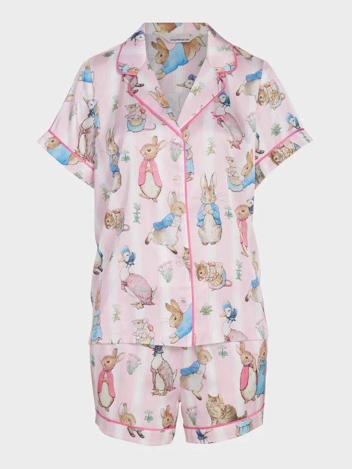 Women Peter Rabbit Satin Shortie Pj Set Multi Peter Alexander Sets and Onesies