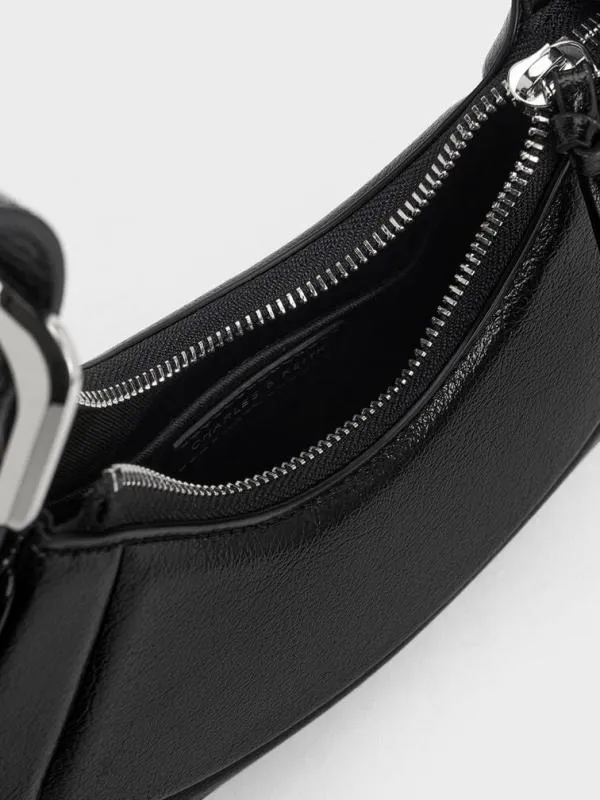Women Petra Curved Shoulder Bag 8211 Noir CHARLES and KEITH Shoulder Bags