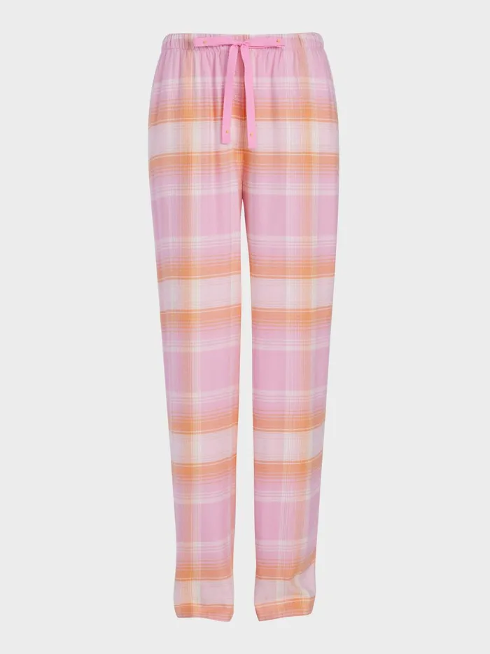 Women Pink and Orange Check Viscose Flannelette Classic Pj Pant Multi Peter Alexander Pants
