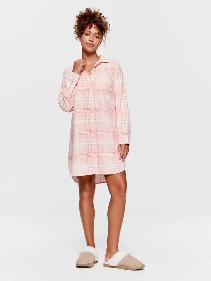 Women Pink Check Flannelette Nightshirt Multi Peter Alexander Nighties