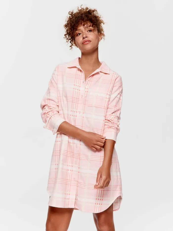 Women Pink Check Flannelette Nightshirt Multi Peter Alexander Nighties