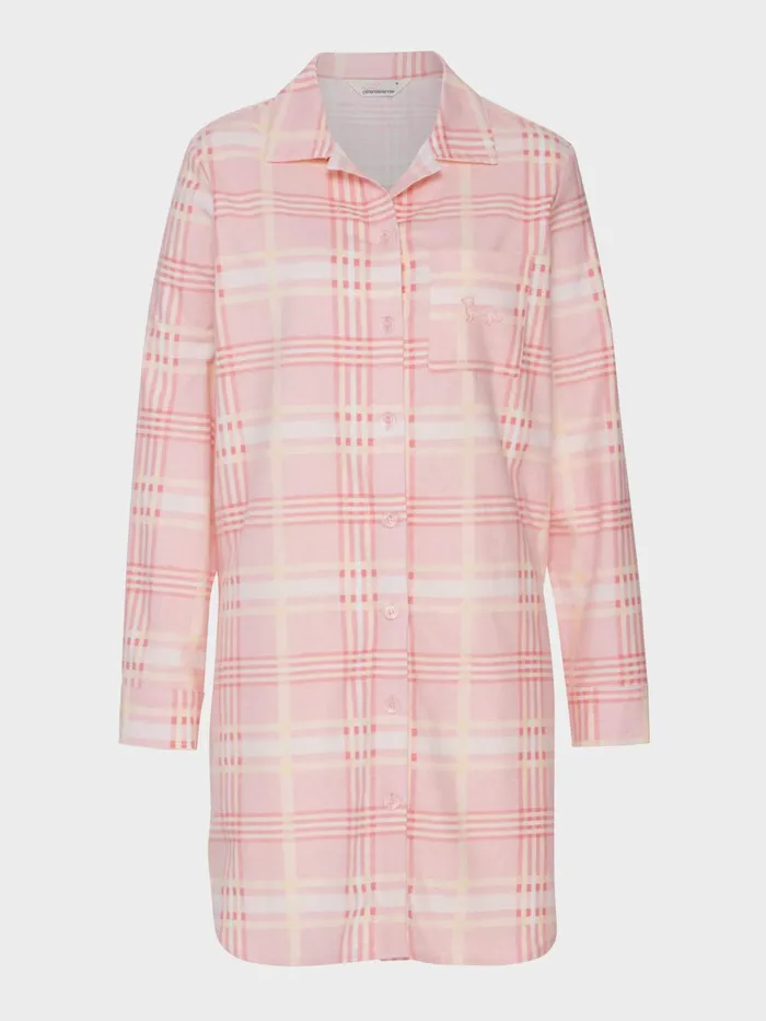 Women Pink Check Flannelette Nightshirt Multi Peter Alexander Nighties