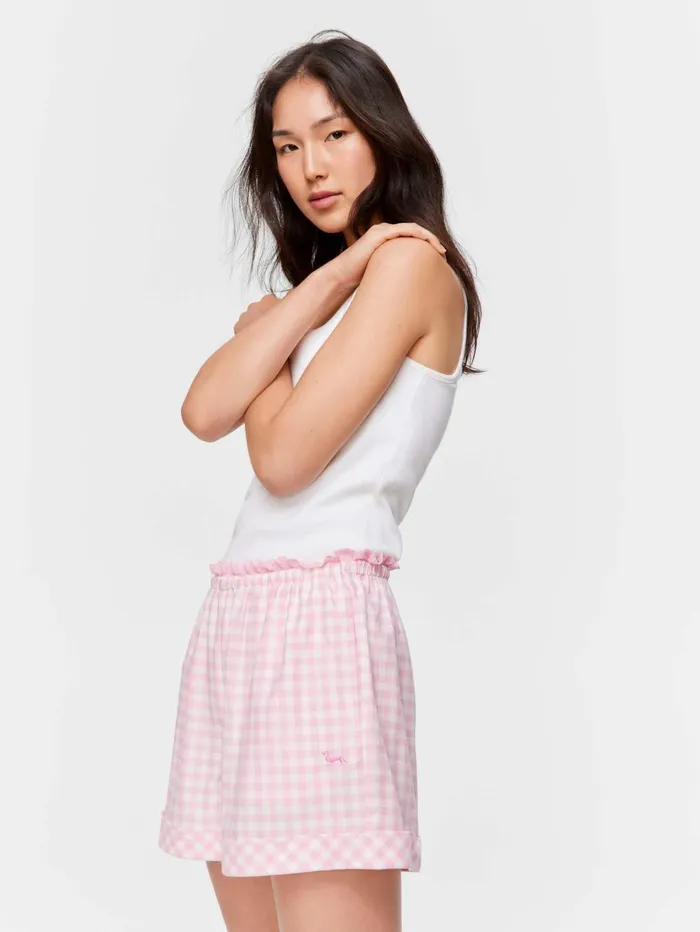 Women Pink Gingham Check Mid Short Multi Peter Alexander Shorts