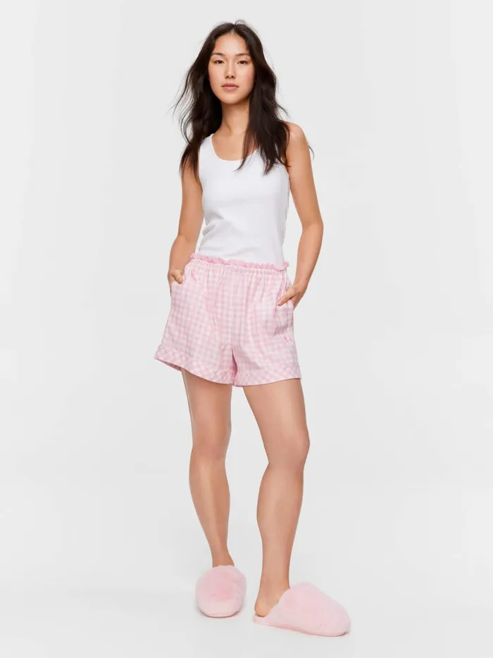 Women Pink Gingham Check Mid Short Multi Peter Alexander Shorts