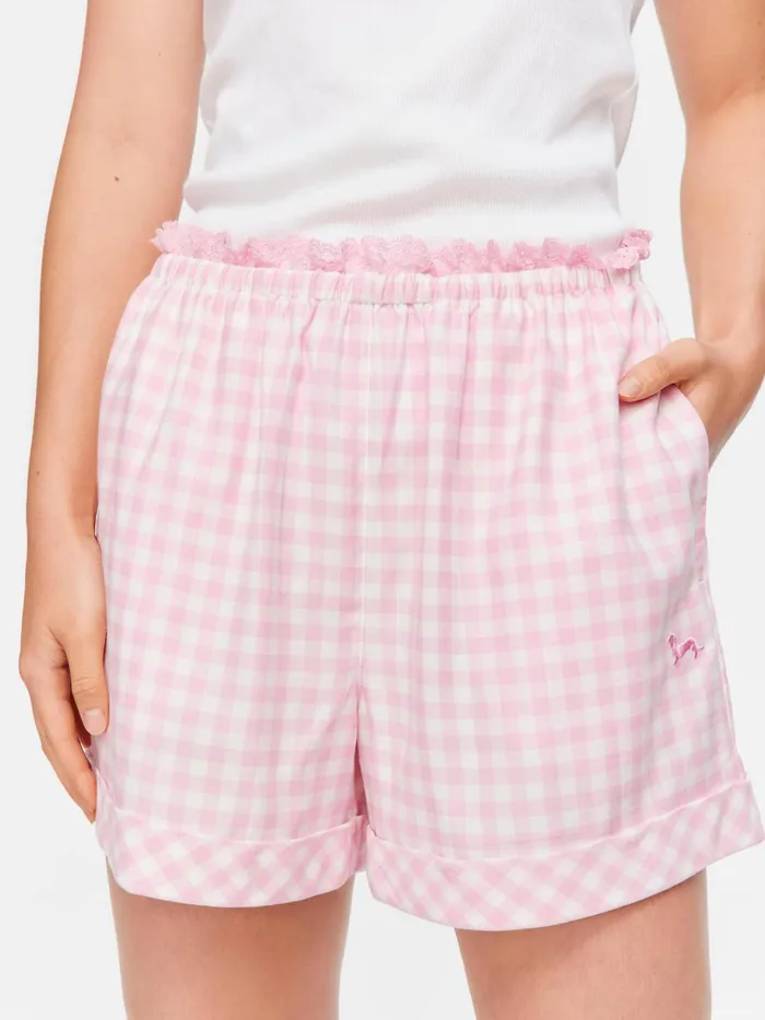 Women Pink Gingham Check Mid Short Multi Peter Alexander Shorts