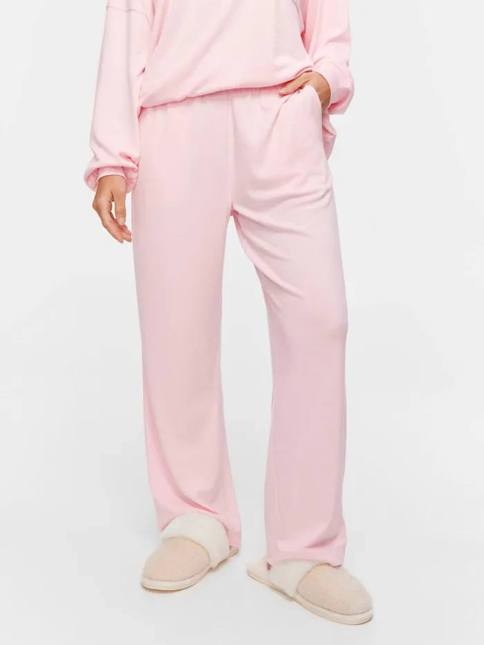 Women Pink Logo Straight Leg Pj Pant Pale Pink Peter Alexander Lounge