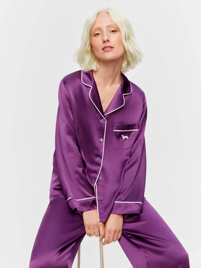 Women Plum Mulberry Silk Long Pj Set Multi Peter Alexander Silk