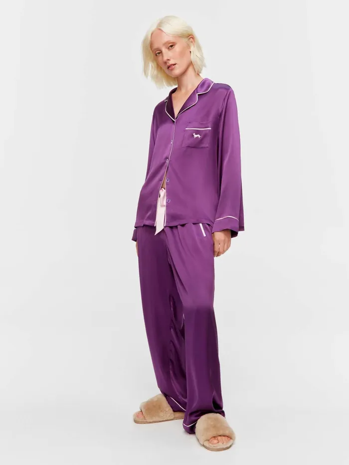Women Plum Mulberry Silk Long Pj Set Multi Peter Alexander Silk