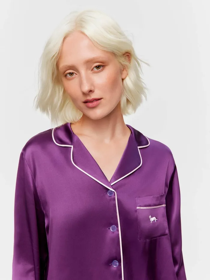 Women Plum Mulberry Silk Long Pj Set Multi Peter Alexander Silk