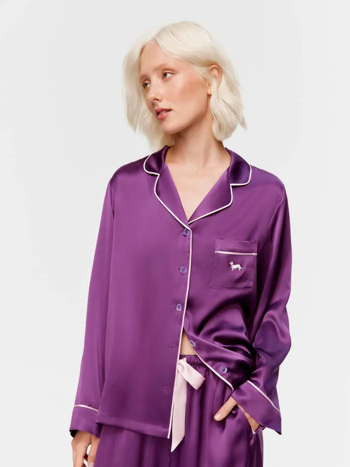 Women Plum Mulberry Silk Long Pj Set Multi Peter Alexander Silk
