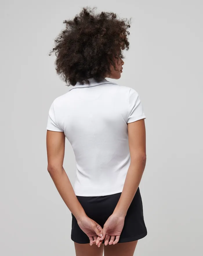 Women Polos TravisMathew MOVEKNIT VNECK POLO White