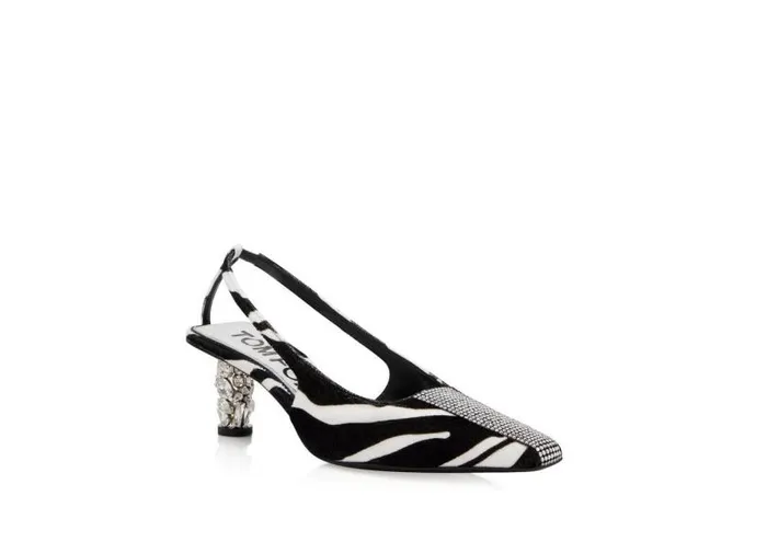 Women Pumps Tom Ford Bejewelled Velvet Slingback Blackwhite Crystal Women Pumps Tom Ford Bejewelled Velvet Slingback Blackwhite Crystal