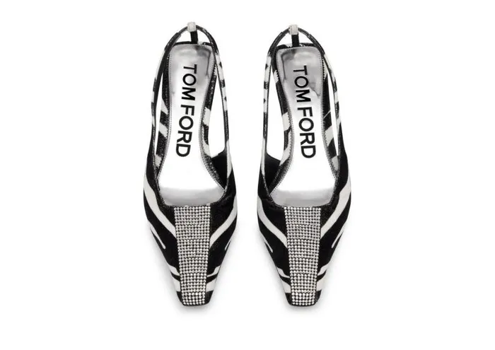 Women Pumps Tom Ford Bejewelled Velvet Slingback Blackwhite Crystal Women Pumps Tom Ford Bejewelled Velvet Slingback Blackwhite Crystal