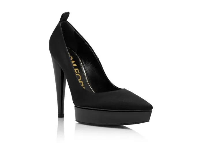 Women Pumps Tom Ford Satin Cone Heel Pump Black