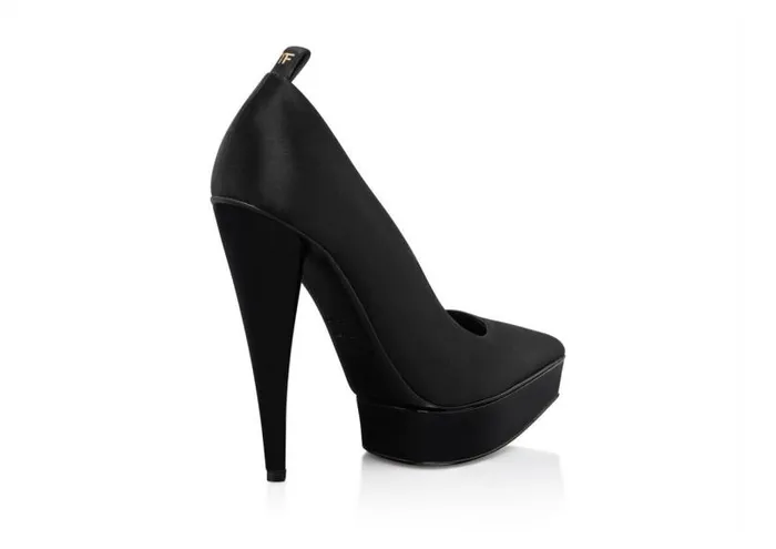 Women Pumps Tom Ford Satin Cone Heel Pump Black