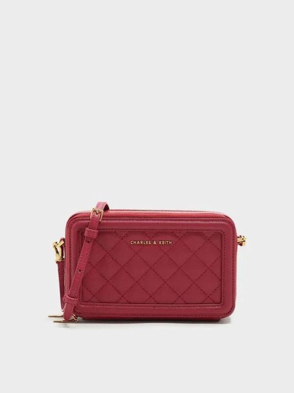 Women Quilted Boxy Long Wallet 8211 Red CHARLES and KEITH Long Wallets