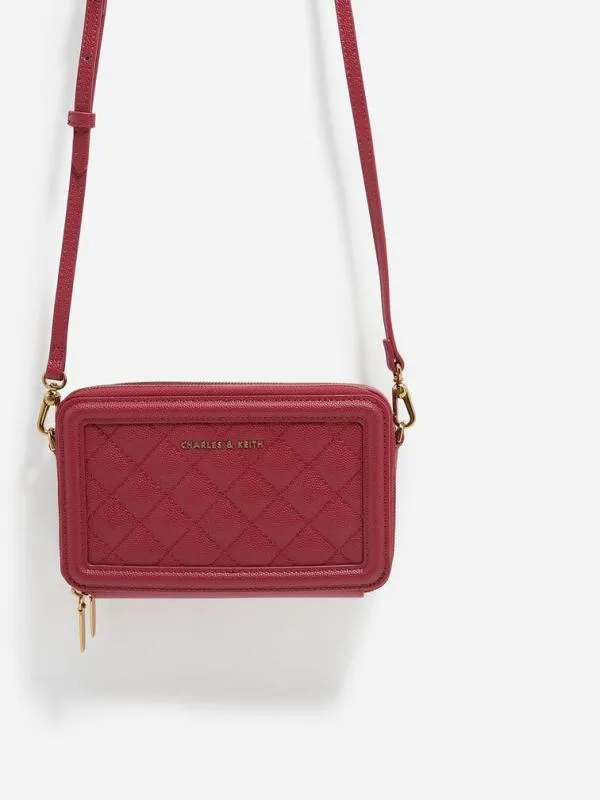 Women Quilted Boxy Long Wallet 8211 Red CHARLES and KEITH Long Wallets